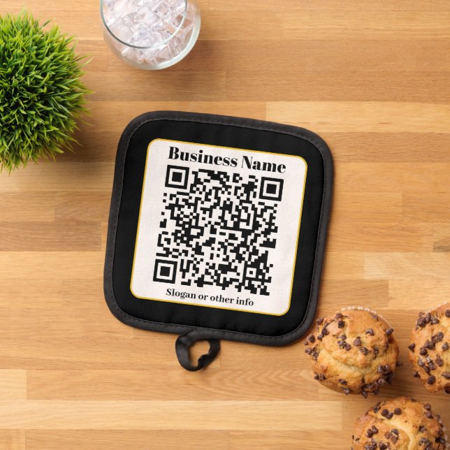 Create Your Own QR Code | Black White Gold Border Pot Holder (Top Down)