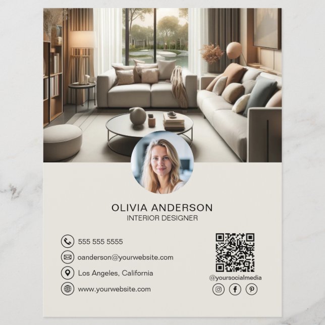 Create Your Own QR Code Social Media Business Flyer (Front)