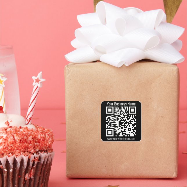 Create Your Own QR Code w/Border | Black & White Square Sticker (Party)
