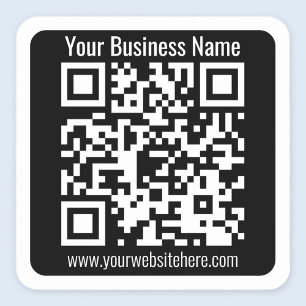 Create Your Own QR Code w/Border   Black & White Square Sticker