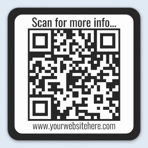 Create Your Own QR Code w/Border   Black & White Square Sticker