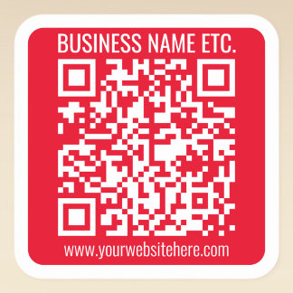 Create Your Own QR Code w/Border | Red & White Square Sticker