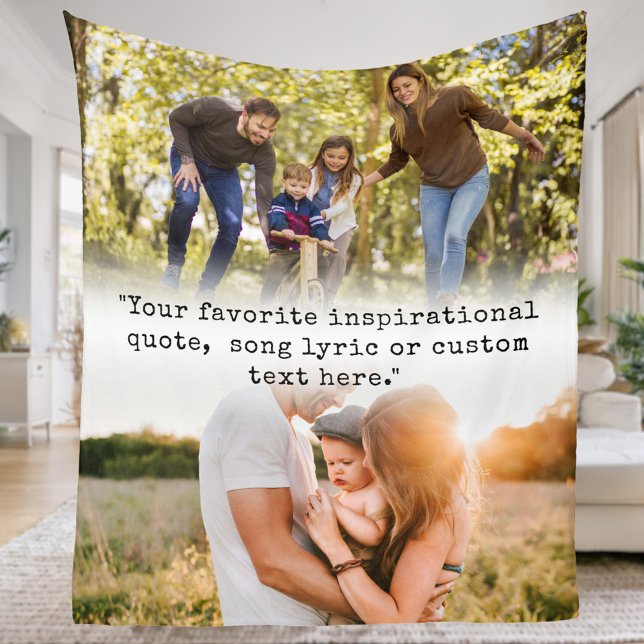 Create Your Own Quote Personalised 2 Photo Fleece Blanket (Creator Uploaded)