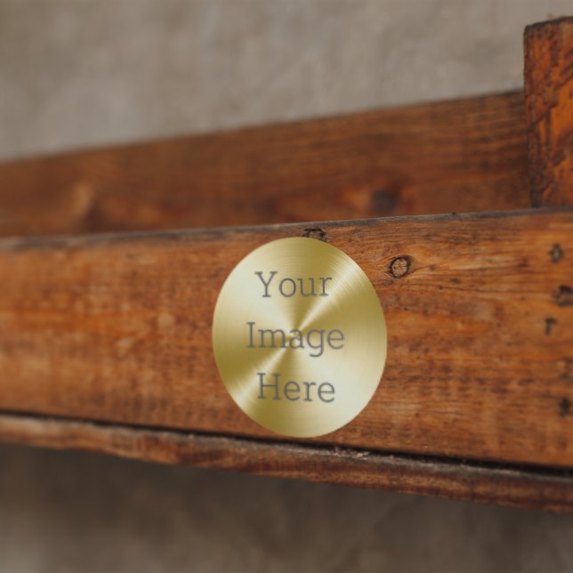 Create Your Own Radial Brushed 14K Gold Metallic Classic Round Sticker (Creator Uploaded)