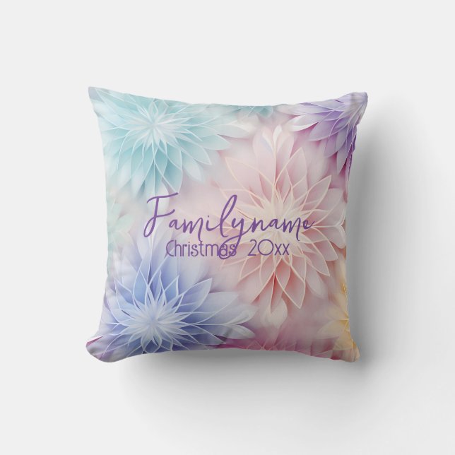 Create Your Own Rainbow Christmas Flowers Cushion (Front)