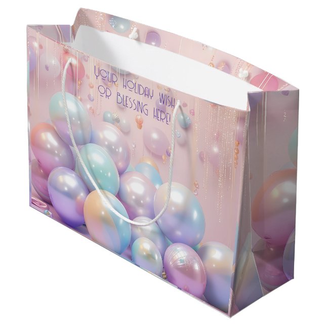 Create Your Own Rainbow Christmas Ornaments Large Gift Bag (Back Angled)
