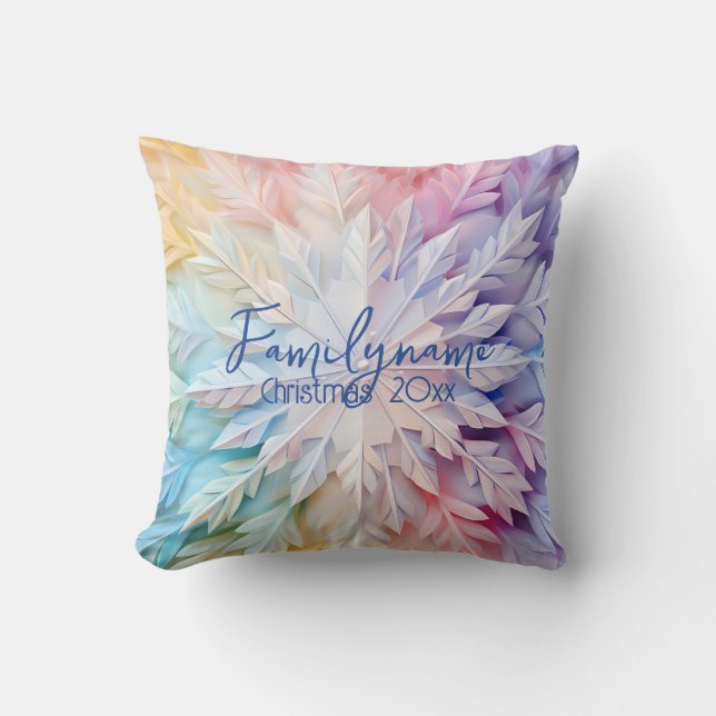 Create Your Own Rainbow Christmas Paper Snowflake Cushion (Front)