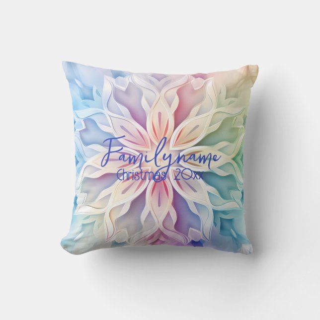 Create Your Own Rainbow Christmas Snowflake Cushion (Front)