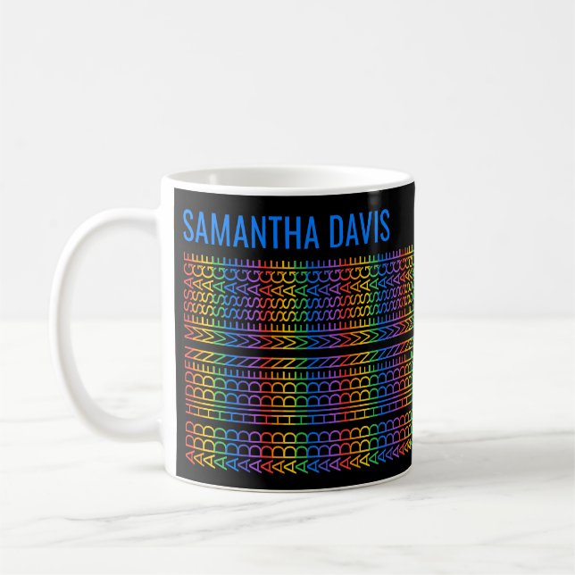 Create Your Own Rainbow Hidden Message & Name B Coffee Mug (Left)