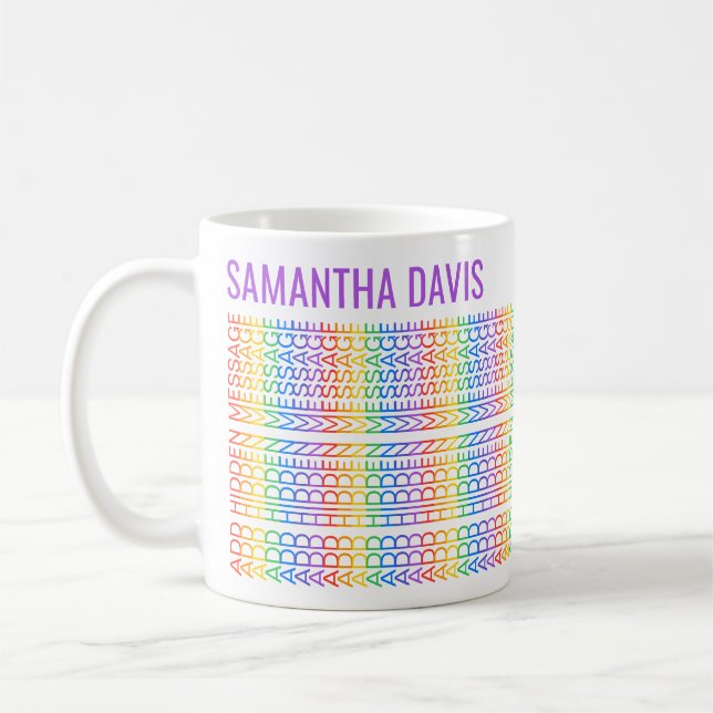 Create Your Own Rainbow Hidden Message & Name V Coffee Mug (Left)