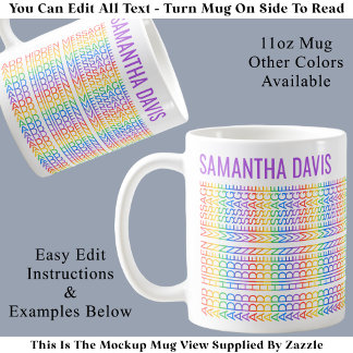 Create Your Own Rainbow Hidden Message & Name V Coffee Mug