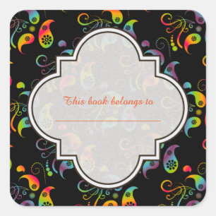 Create Your Own Rainbow Paisley Square Sticker