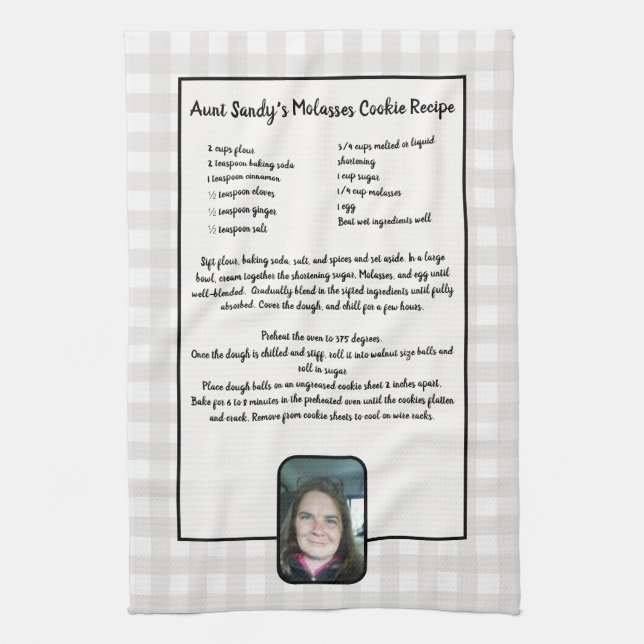 Create your own Recipe keepsake Buffalo Add Photo Tea Towel (Vertical)