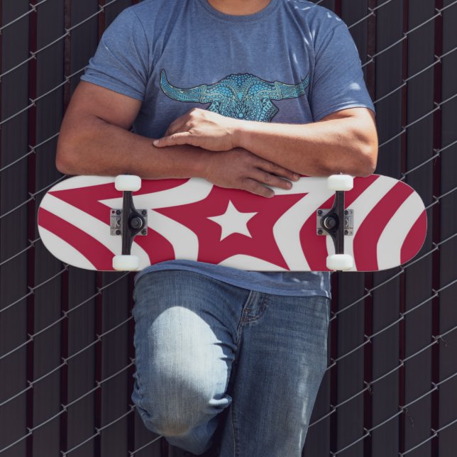 Create Your Own Red and White Star Skateboard (Outdoor 3)