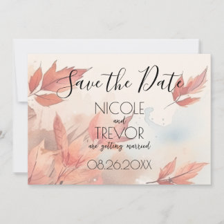 Create Your Own - Red Autumn Leaves Save The Date
