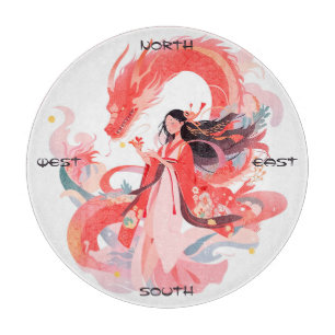 Create Your Own Red Chinese Dragon Garden Goddess Cutting Board