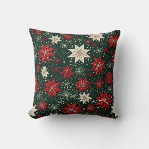 Create Your Own Red & Cream Poinsettia Flowers Cushion