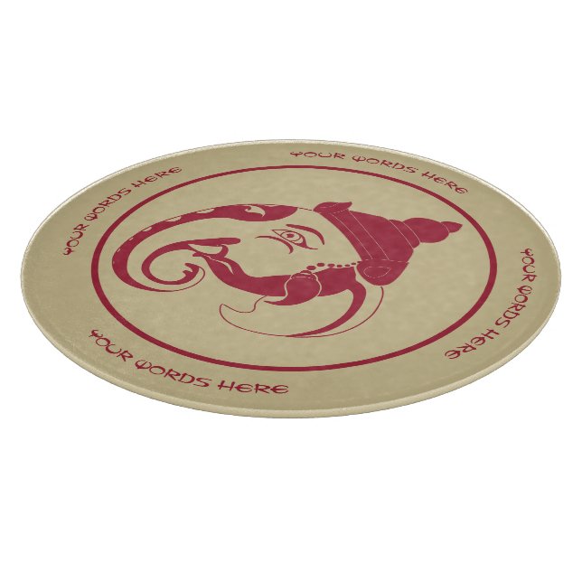 Create Your Own Red & Gold Ganesh Profile Cutting Board (Corner)