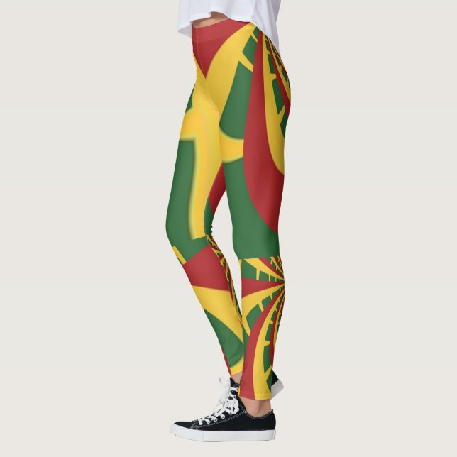 Create Your Own Red Golden Green Rasta Design  Leggings (Left)