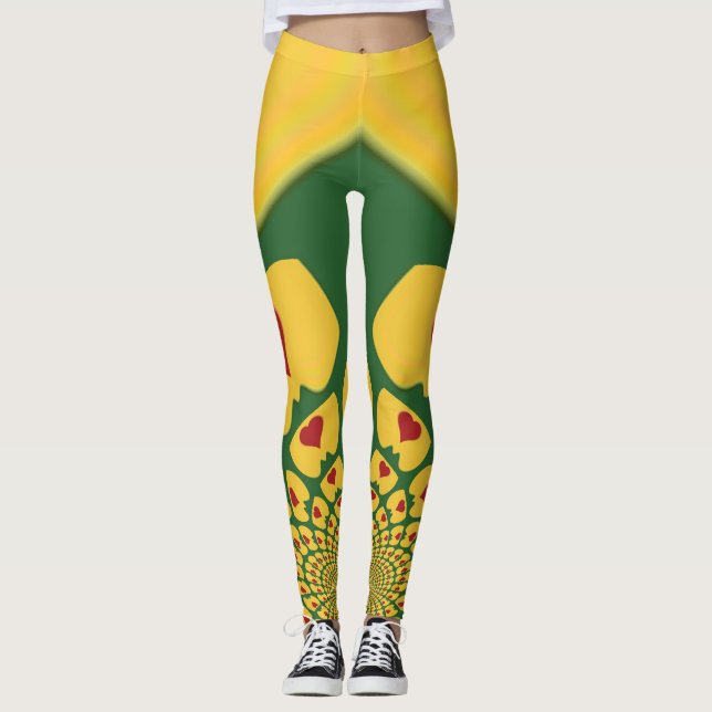 Create your own Red Golden Jamaica Rasta colours Leggings (Front)
