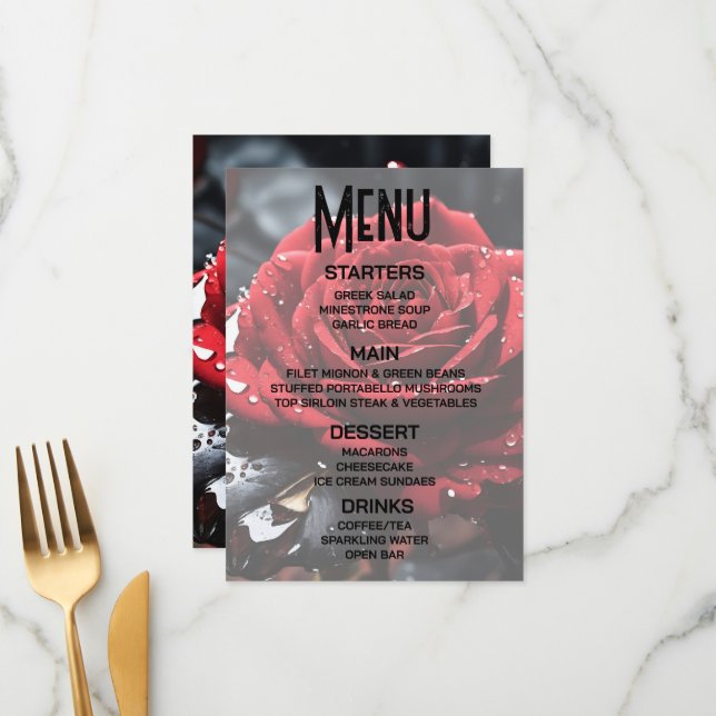Create Your Own Red Rose Closeup Menu (Front/Back In Situ)