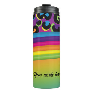 Create Your Own Retro 90s Rainbow & Leopard Print Thermal Tumbler