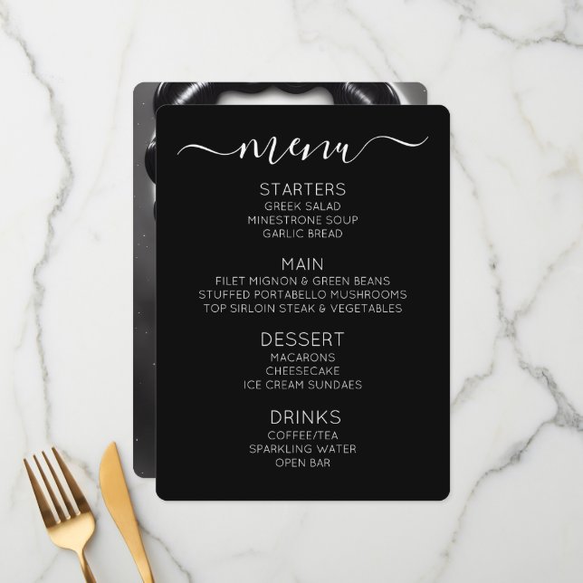 Create Your Own Retro Black Star Pinup Menu (Front/Back In Situ)