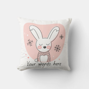 Create Your Own Retro Bunny Orange Christmas Cushion