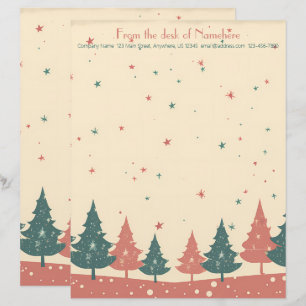 Create Your Own Retro Celestial Yule Trees Custom Letterhead