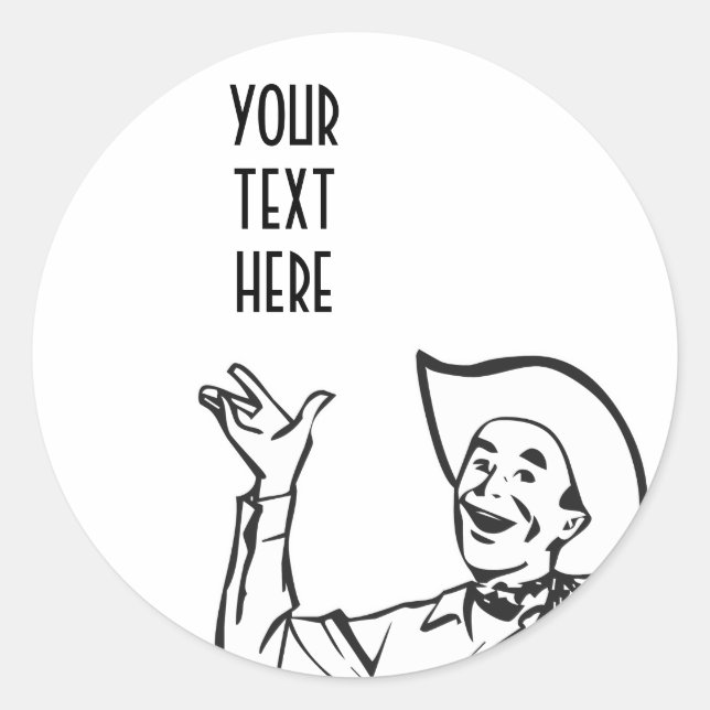 CREATE YOUR OWN RETRO COWBOY GIFTS CLASSIC ROUND STICKER (Front)