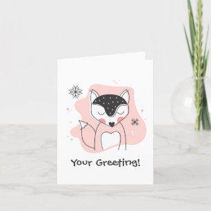 Create Your Own Retro Fox Orange Christmas Holiday Card