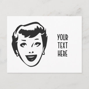 CREATE YOUR OWN RETRO HAPPY LADY HEAD GIFTS POSTCARD