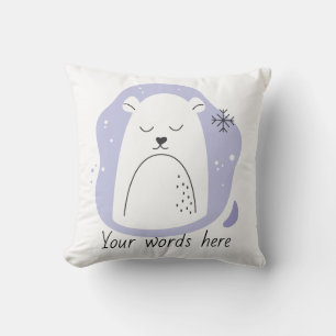 Create Your Own Retro Polar Bear Purple Christmas Cushion