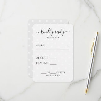 Create Your Own Retro Polkadots Grey RSVP Card