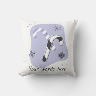 Create Your Own Retro Purple Candy Canes Christmas Cushion