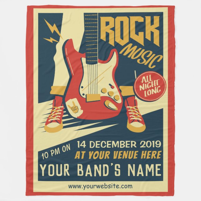 Create your own Retro Rock music fleece blanket (Front)