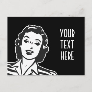 CREATE YOUR OWN RETRO SMILING WOMAN GIFTS POSTCARD