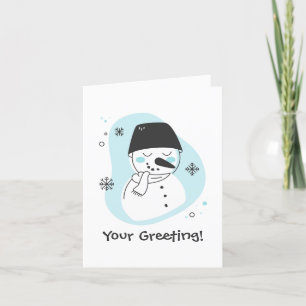 Create Your Own Retro Snowman Blue Christmas Holiday Card