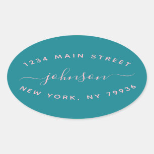 Create Your Own Return Address Black White Oval Sticker