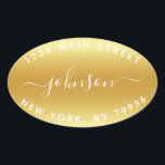Create Your Own  Return Address Gold White Oval Sticker<br><div class="desc">Create Your Own Return Address Gold White Oval Sticker</div>