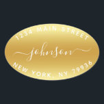 Create Your Own  Return Address Gold White Oval Sticker<br><div class="desc">Create Your Own Return Address Gold White Oval Sticker</div>