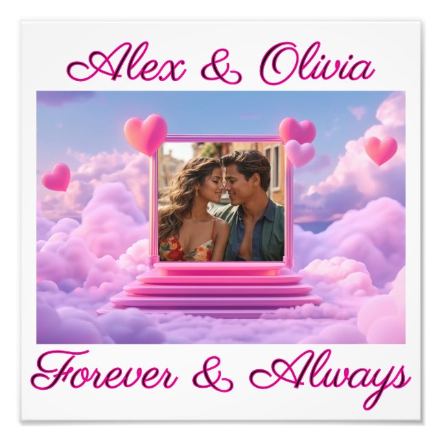 Create Your Own Romantic Heart Photo Template Print (Front)