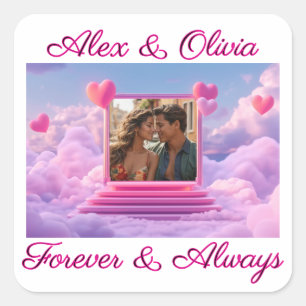 Create Your Own Romantic Heart Photo Template Square Sticker