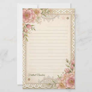 Create Your Own Romantic Lace Flowers Note Paper