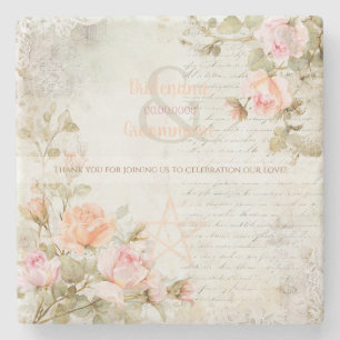 Create Your Own Romantic Rose Handfasting Thanks Stone Coaster