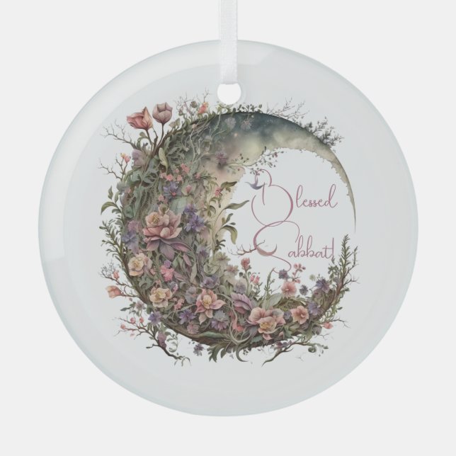Create Your Own Romantic Roses Floral Moon Glass Tree Decoration (Front)