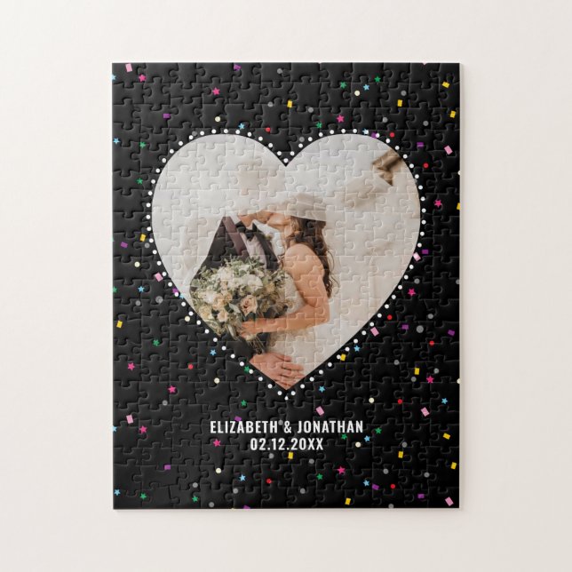Create Your Own Romantic Wedding Heart Photo Jigsaw Puzzle (Vertical)