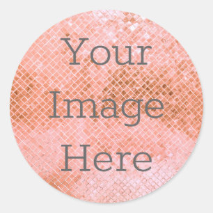 Create Your Own Rose Gold Diamond Tile Faux Foil Classic Round Sticker