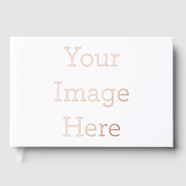 Foil Guestbook Size: 22.86 cm x 15.24 cm, 100 Pages, Paper: White Uncoated Lynx(R) Opaque Ultra Paper, Foil Colour: Rose Gold (Front)