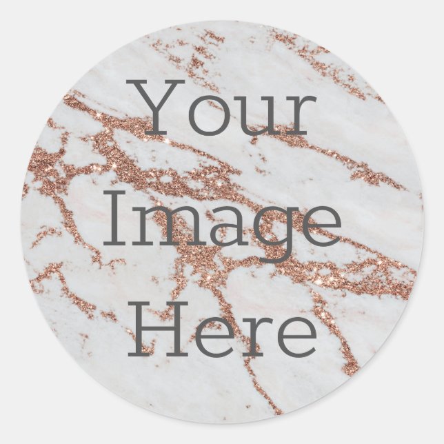 Create Your Own Rose Gold Glitter Sparkle Marble Classic Round Sticker (Front)